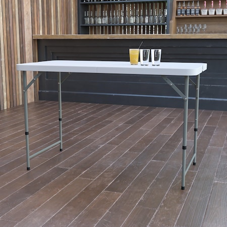 Flash Furniture 23.75 W, 47.75 L, 29.25 H, Metal, Plastic, Plastic: Polyethylene Top, Granite White 5-DAD-YCZ-122Z-2-GG